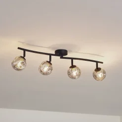 Lindby Valentina taklampe, grå/svart, 4 lyskilder, glass Online