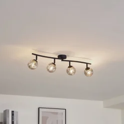 Lindby Valentina taklampe, grå/svart, 4 lyskilder, glass Online