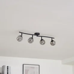 Lindby Valentina taklampe, grå/svart, 4 lyskilder, glass Online