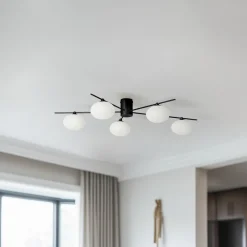 Lindby Valisa taklampe, svart, 5-lamper Online