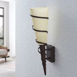 Lindby vegglampe Anouk, høyde 44 cm, glass, metall, fakkellampe Hot