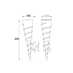 Lindby vegglampe Anouk, høyde 44 cm, glass, metall, fakkellampe Hot
