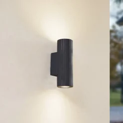 Lindby vegglampe Christa, antrasitt, betong, 25 cm, krusning| Terrassebelysning|Vegglamper Utendørs