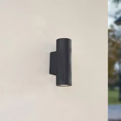 Lindby vegglampe Christa, antrasitt, betong, 25 cm, krusning| Terrassebelysning|Vegglamper Utendørs