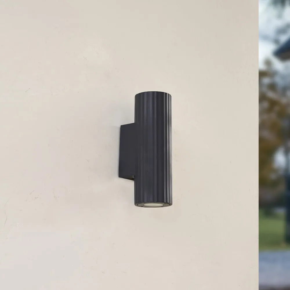 Lindby vegglampe Christa, antrasitt, betong, 25 cm, krusning| Terrassebelysning|Vegglamper Utendørs