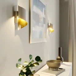 Lindby vegglampe Desirio, hvit/gull, 24 cm, metall Best