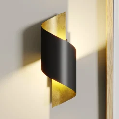 Lindby vegglampe Desirio, sett med 3 stk, svart, gullfarget, G9| Design- Og Hotellbelysning|Vegglamper