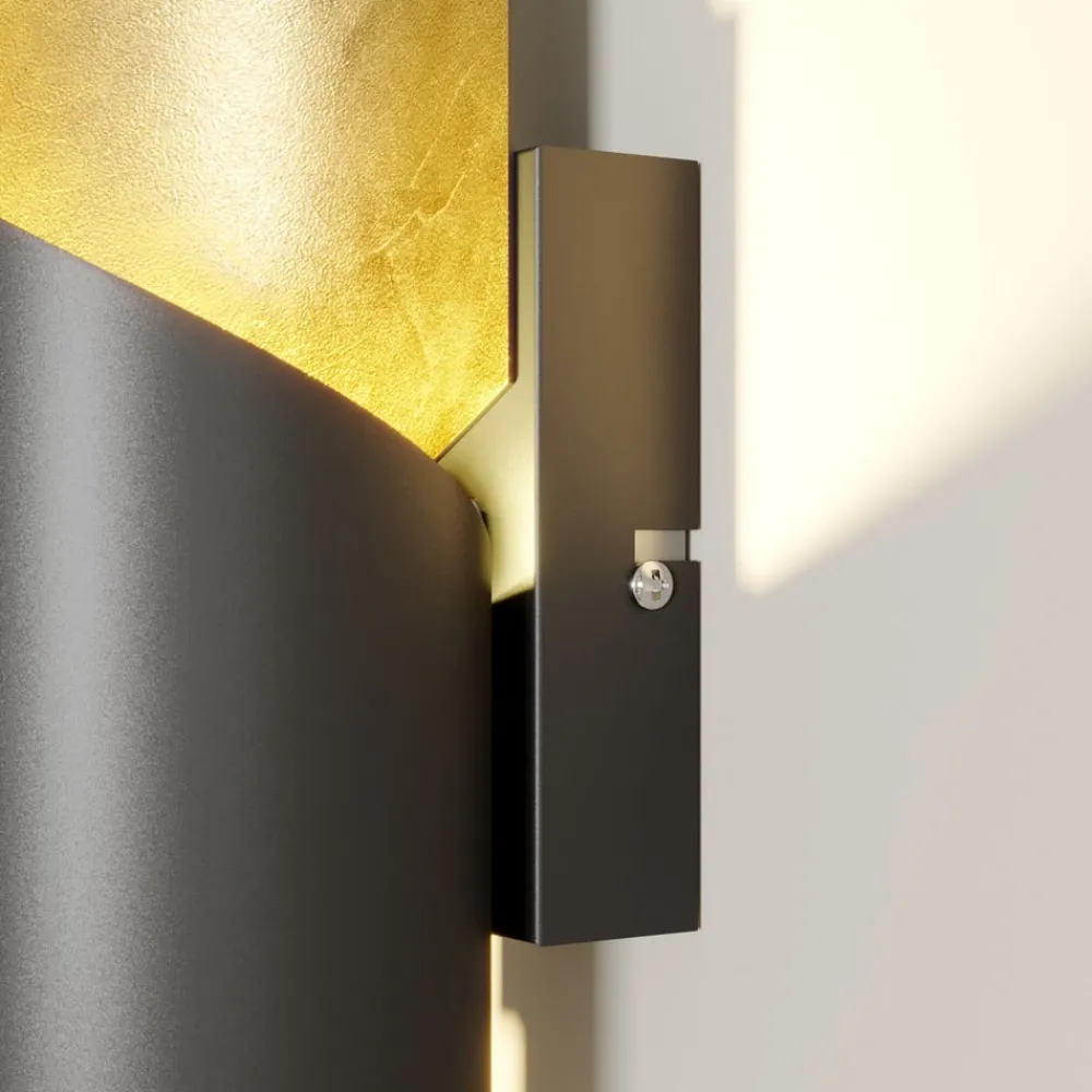 Lindby vegglampe Desirio, sett med 3 stk, svart, gullfarget, G9| Design- Og Hotellbelysning|Vegglamper