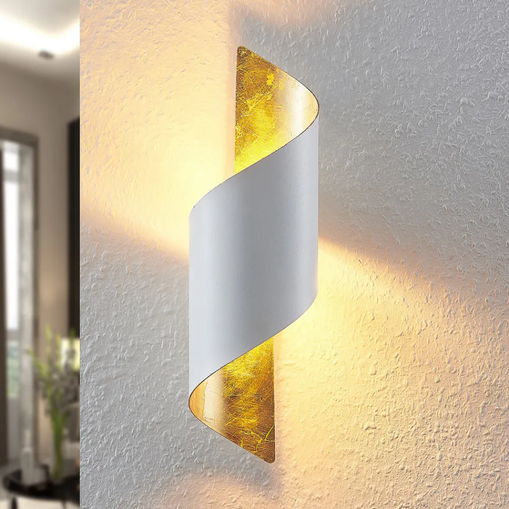 Lindby vegglampe Desirio, hvit/gull, 35 cm, metall