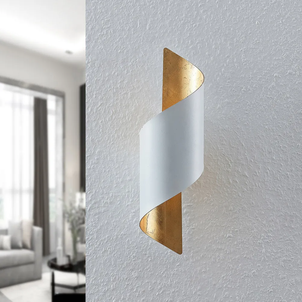 Lindby vegglampe Desirio, hvit/gull, 35 cm, metall