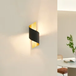 Lindby vegglampe Desirio, svart/gull, 24 cm, metall Clearance