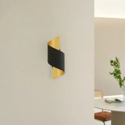 Lindby vegglampe Desirio, svart/gull, 24 cm, metall Clearance