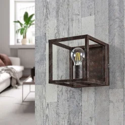 Lindby vegglampe Emin, bredde 18 cm, rustfarget, metall Clearance