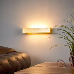 Lindby vegglampe Emina, gull, gips, 36 cm, E14| Design- Og Hotellbelysning