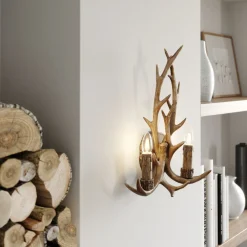 Lindby vegglampe Fibi, brun, gevir, 2 lyskilder, E14 Online