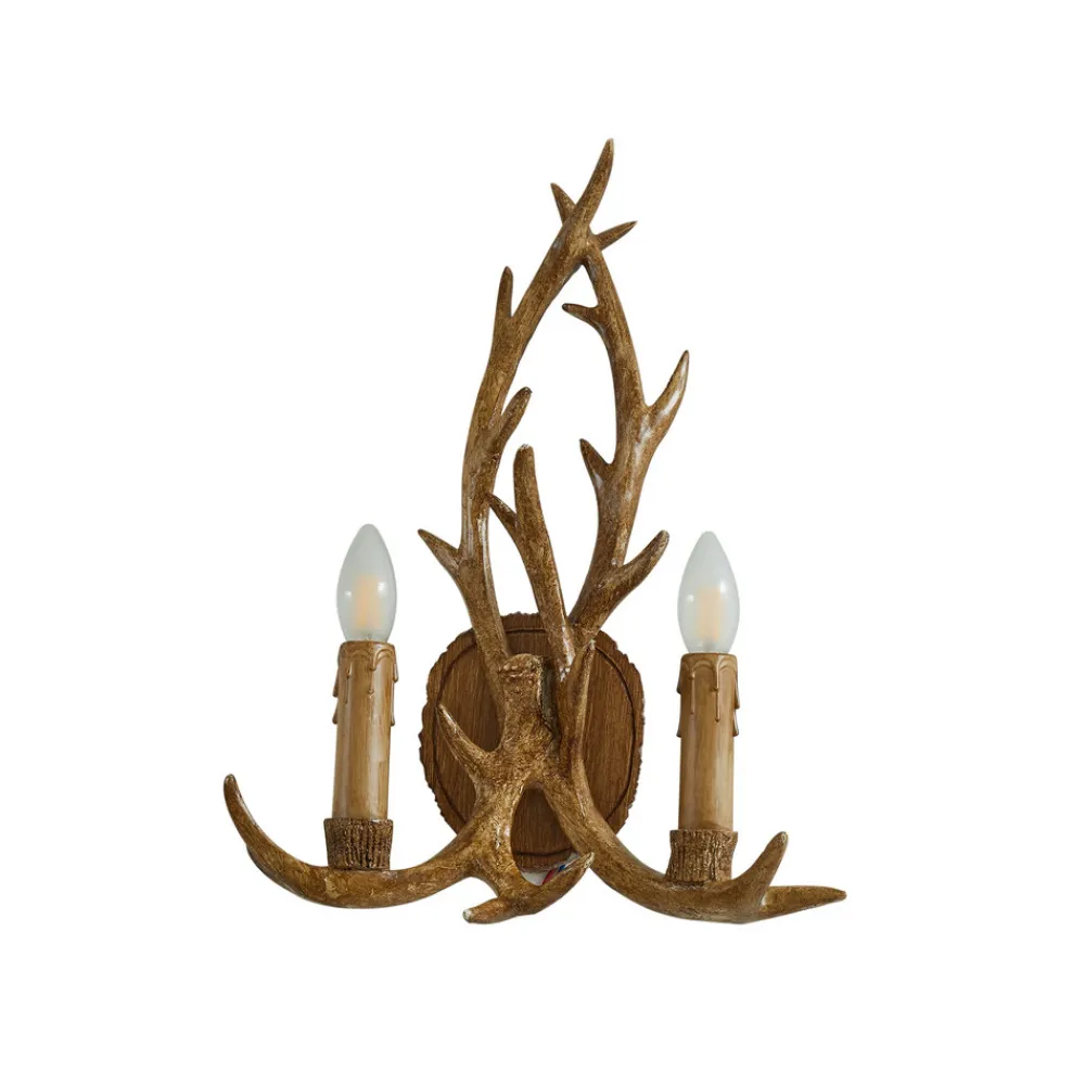 Lindby vegglampe Fibi, brun, gevir, 2 lyskilder, E14 Online