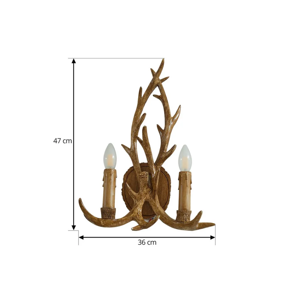 Lindby vegglampe Fibi, brun, gevir, 2 lyskilder, E14 Online