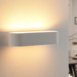 Lindby vegglampe Fioni, hvit, gips, G9, 6,5 cm, lakkerbar Best