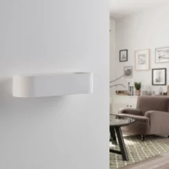Lindby vegglampe Fioni, hvit, gips, G9, 6,5 cm, lakkerbar Best