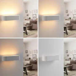 Lindby vegglampe Fioni, hvit, gips, G9, 6,5 cm, lakkerbar Best