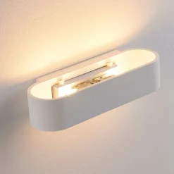 Lindby vegglampe Fioni, hvit, gips, G9, 6,5 cm, lakkerbar Best