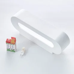 Lindby vegglampe Fioni, hvit, gips, G9, 6,5 cm, lakkerbar Best