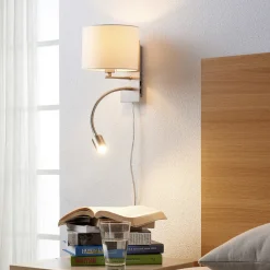 Lindby vegglampe Florens, nikkel, LED-leselampe, 23,5 cm Online