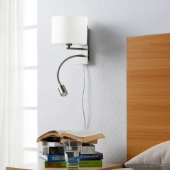 Lindby vegglampe Florens, nikkel, LED-leselampe, 23,5 cm Online