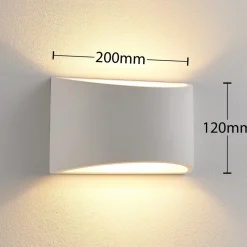 Lindby vegglampe Heiko, opp/ned, gips, hvit, høyde 12 cm Clearance