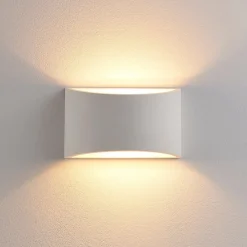 Lindby vegglampe Heiko, opp/ned, gips, hvit, høyde 12 cm Clearance