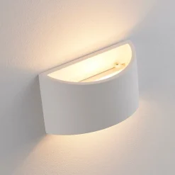 Lindby vegglampe Heiko, opp/ned, gips, hvit, høyde 12 cm Clearance