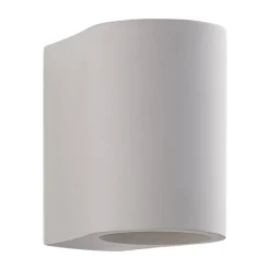 Lindby vegglampe Jannes, rund, hvit, gips, G9, lakkerbar New