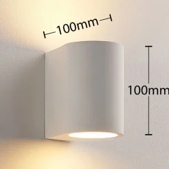 Lindby vegglampe Jannes, rund, hvit, gips, G9, lakkerbar New