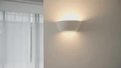 Lindby vegglampe Jimmy, hvit, gips, halvsirkelformet, 24 cm, E14| Design- Og Hotellbelysning