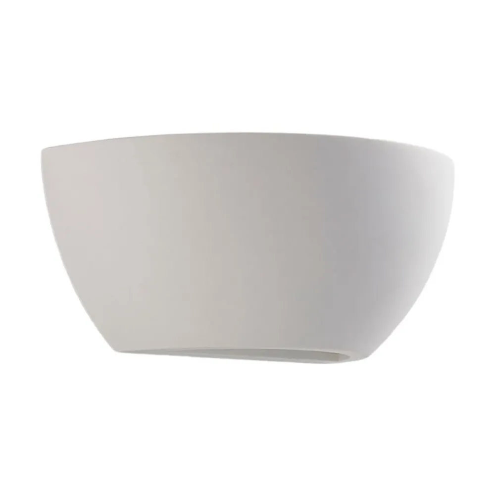 Lindby vegglampe Jimmy, hvit, gips, halvsirkelformet, 24 cm, E14| Design- Og Hotellbelysning
