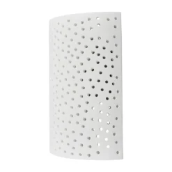 Lindby vegglampe Jiru, høyde 23 cm, hvit, halvsirkelformet, gips Outlet