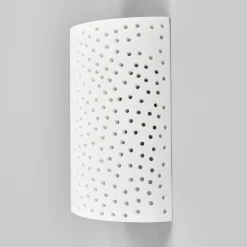 Lindby vegglampe Jiru, høyde 23 cm, hvit, halvsirkelformet, gips Outlet