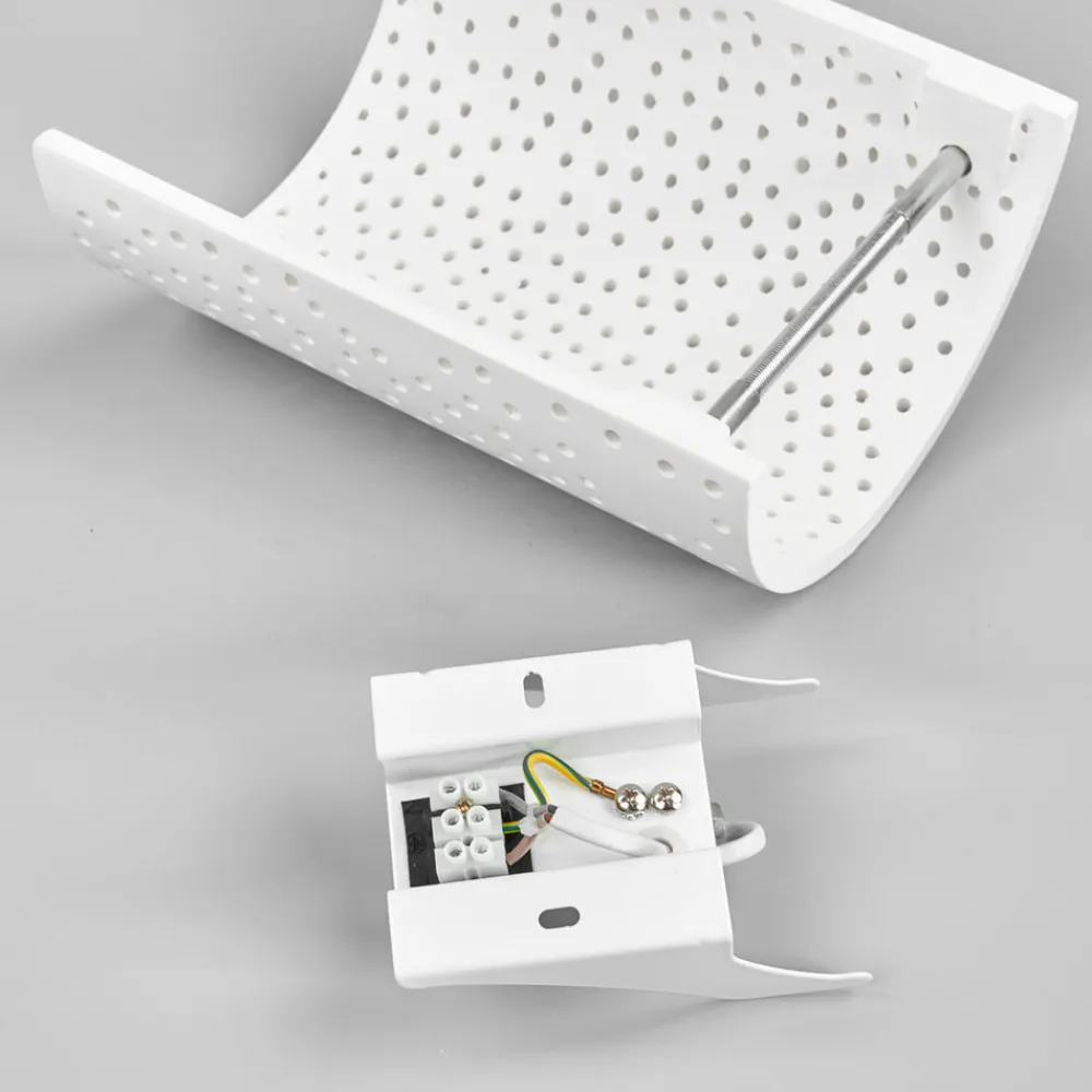 Lindby vegglampe Jiru, høyde 23 cm, hvit, halvsirkelformet, gips Outlet