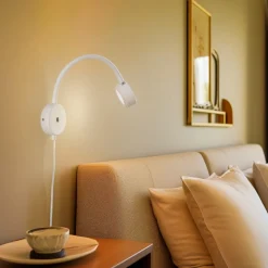 Lindby vegglampe Jyla, hvit, 4000 K, GX53, fleksibel arm| Kontorbelysning|Led-Innendørs