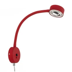 Lindby vegglampe Jyla, rød/hvit, linse, 3000K, GX53, fleksibel arm Best