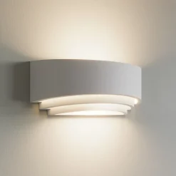 Lindby vegglampe Lucien, hvit, gips, malbar, opp/ned, E14 Outlet