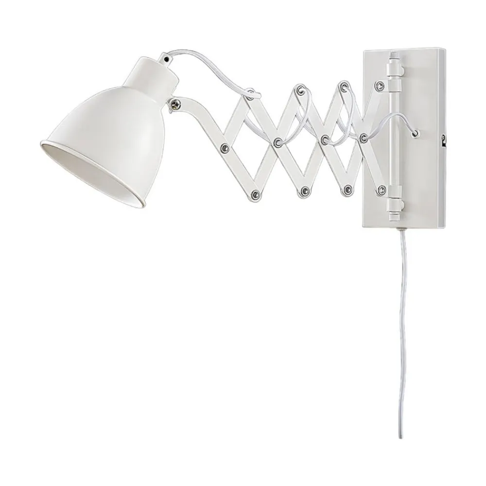 Lindby vegglampe Merle, høyde 22 cm, hvit, uttrekkbar| Vegglamper