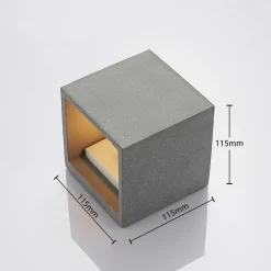 Lindby vegglampe Nellie, grå, betong, 11,5 cm bred Outlet