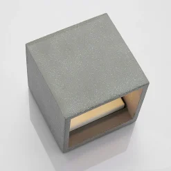 Lindby vegglampe Nellie, grå, betong, 11,5 cm bred Outlet