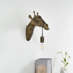 Lindby vegglampe Nirvathia, 35 cm, giraff, messingfarget| Vegglamper