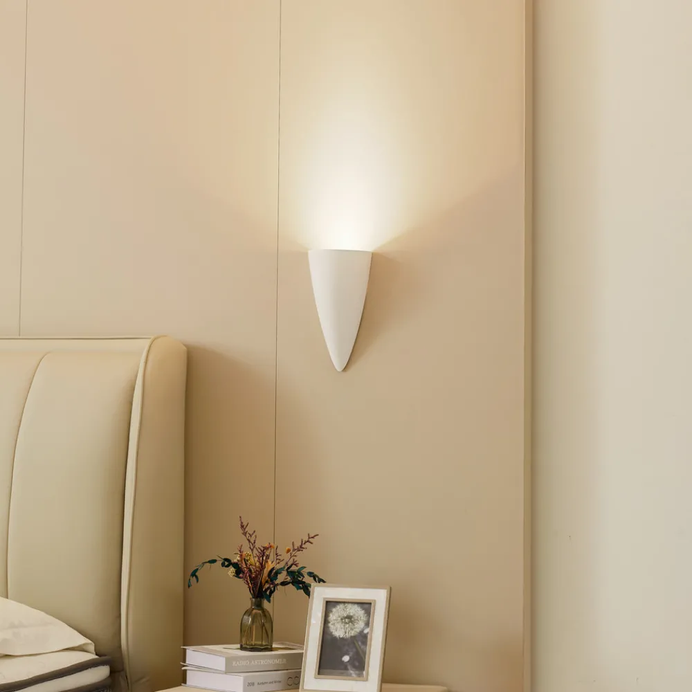 Lindby vegglampe Pascali, høyde 42 cm, hvit, gips Outlet