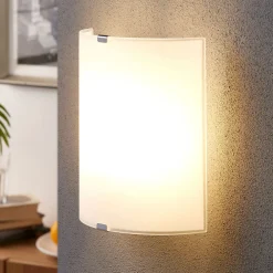 Lindby vegglampe Phil, hvit, glass, høyde 21 cm, sett med 3 stk Online