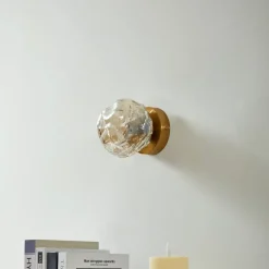 Lindby vegglampe Piatra, rav/messing, glass, Ø 16 cm, G9| Vegglamper