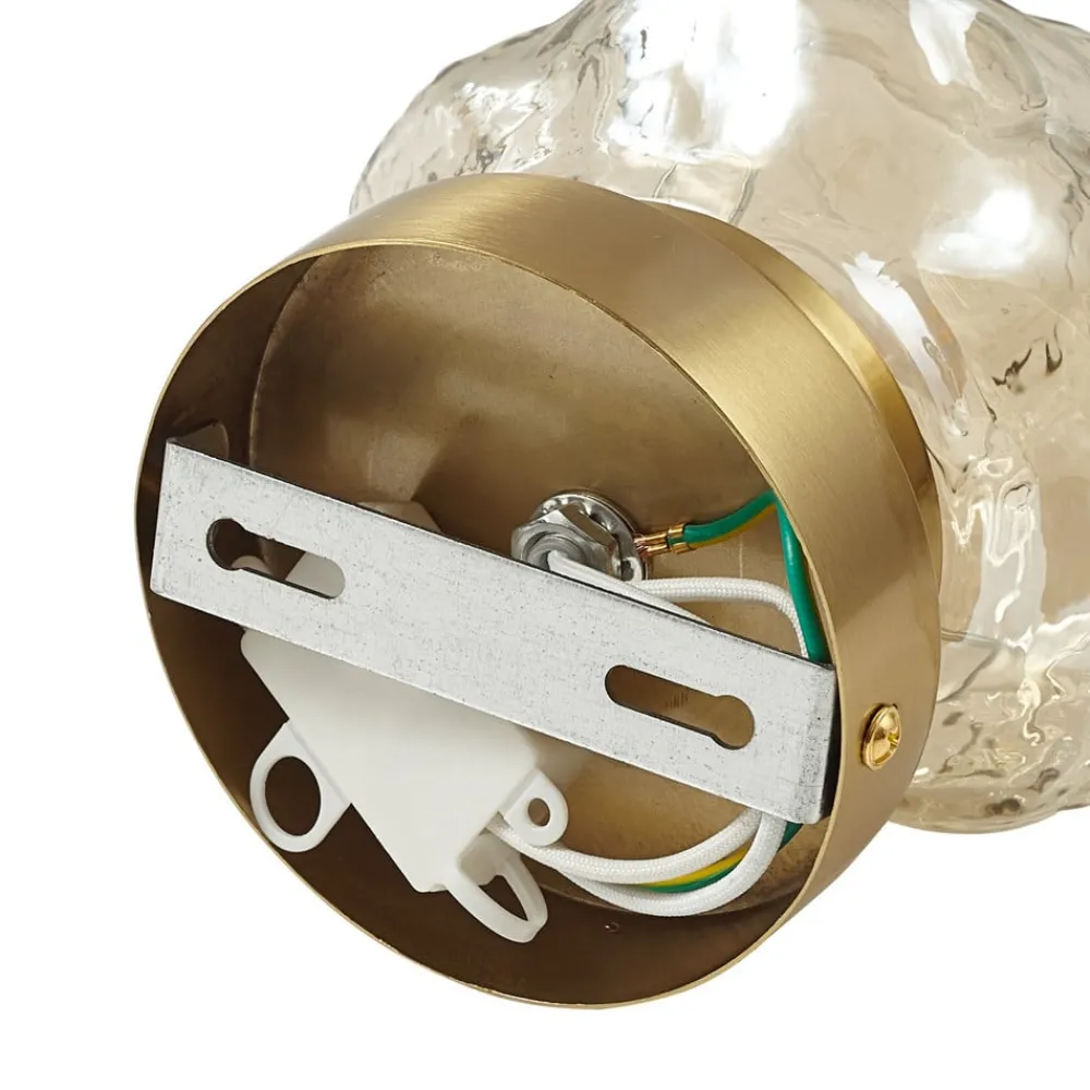 Lindby vegglampe Piatra, rav/messing, glass, Ø 16 cm, G9| Vegglamper