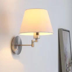 Lindby vegglampe Pola, 30 cm, nikkel, uttrekkbar, tekstil Online